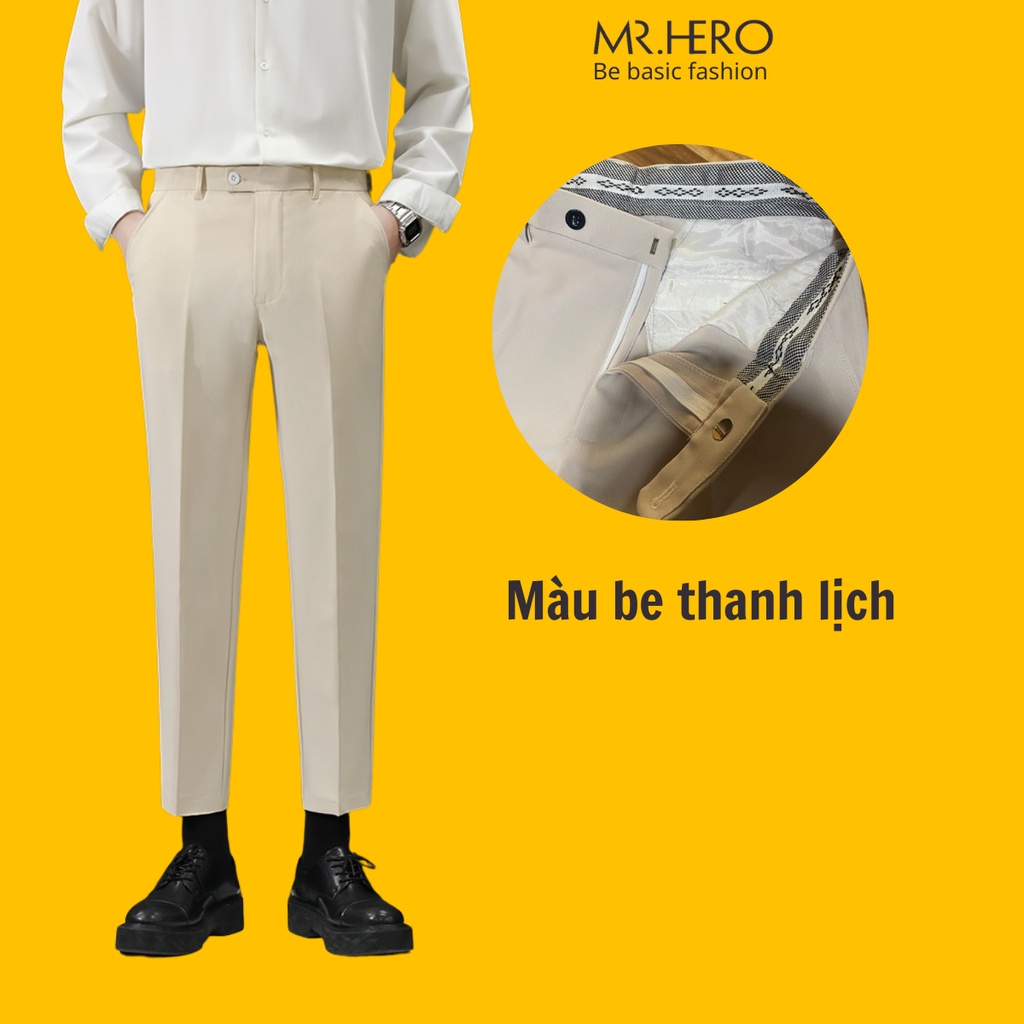 Quần âu nam Hàn Quốc ống côn dáng slimfit năng động thương hiệu M.RO màu đen be QA01