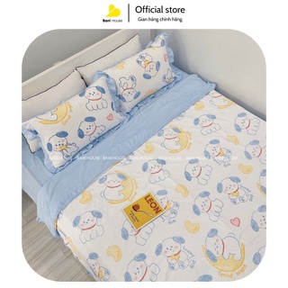 Bộ chăn ga cotton đũi mền trần bông mềm mịn mát