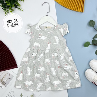 Đầm thun cotton hoa văn Litibaby cho bé gái 10-35kg
