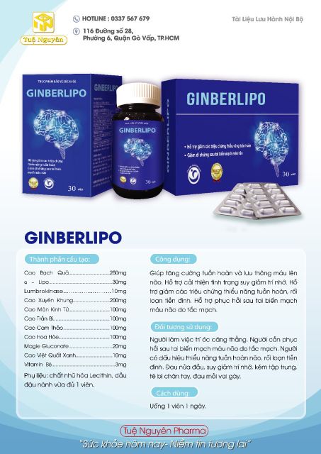 Hoạt Huyết Dưỡng Não GINBERLIPO