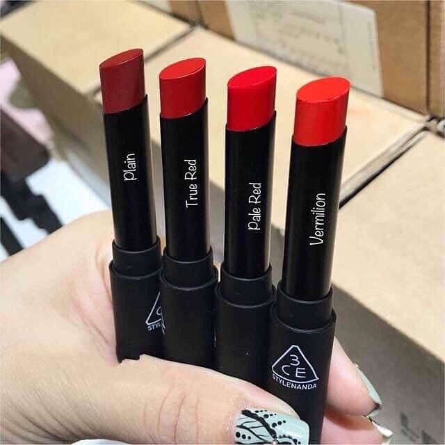 Son 3CE Slim Velvet Lipstick chất son mềm môi-lên màu chuẩn-nhiều tone xinh yêu mùa lễ hội