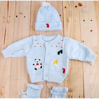 Set áo len nón len và vớ len cho bé