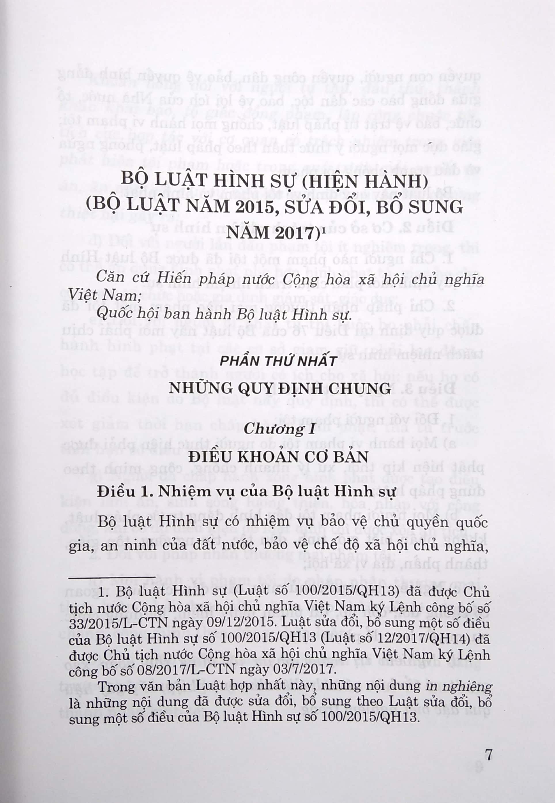 Sách Bộ Luật Hình Sự - Hiện Hành (Bộ Luật Năm 2015, Sửa Đổi, Bổ Sung Năm 2017)