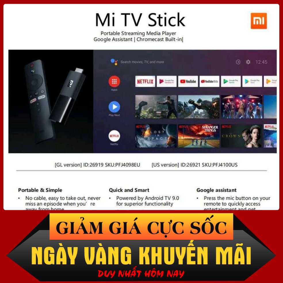 CÂN TẤT CẢ [BH12T, QTế] Tivi box Xiaomi Mibox S 4K I Mi TV Stick Tiếng Việt tìm kiếm giọng nói - Hàng chính hãng $$$$