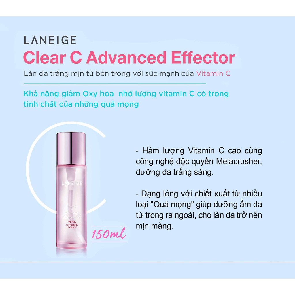 Tinh Chất LANEIGE Dưỡng Nâng Cao Clear C Advanced Effector EX 150ml chính hãng