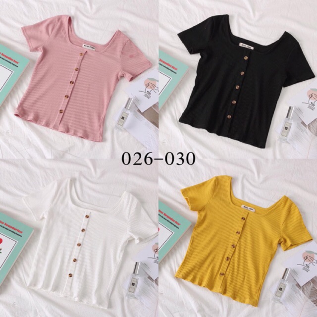 [Mã WAFS10 giảm 15% đơn 99k] (CÓ VIDEO ẢNH THẬT) Áo Croptop trơn phối nút cực xinh