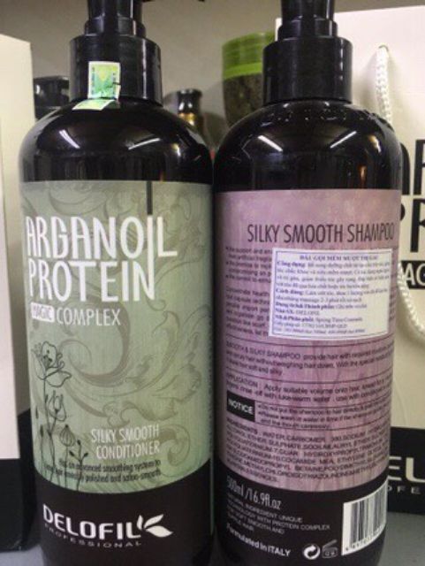 Dầu gội xả Delofil Arganoil Protein 800ml trị gàu ,dưỡng ẩm nuôi dưỡng tóc