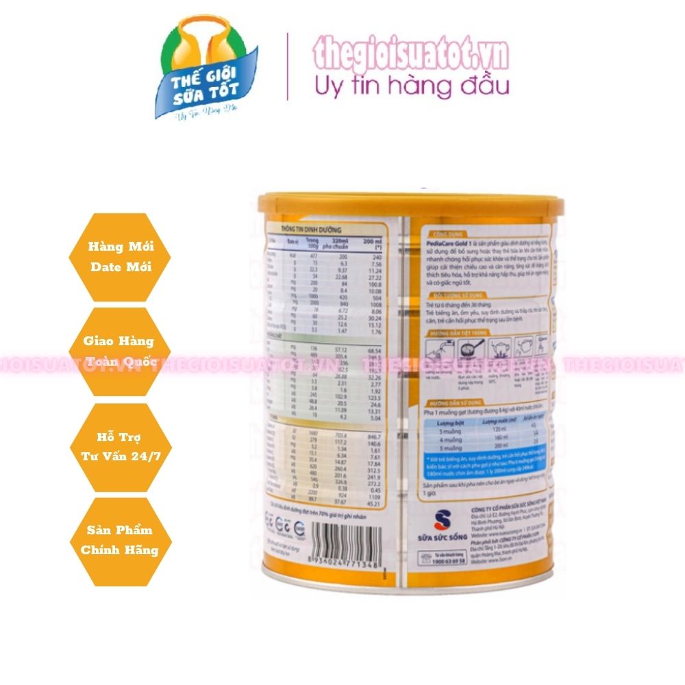 Sữa PediaCare Gold 1 (900g) Sữa dinh dưỡng cao năng lượng