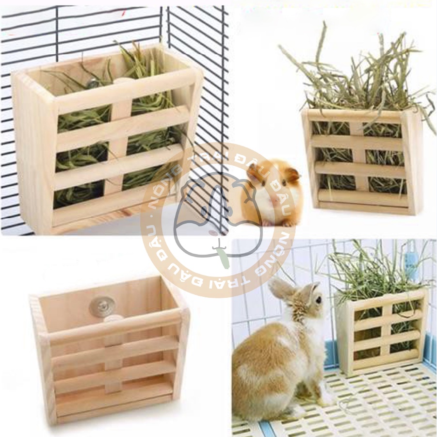 Máng Cỏ Gỗ Cao Cấp Cho Thỏ, Bọ Ú, Chinchilla Gắn Chuồng OC28