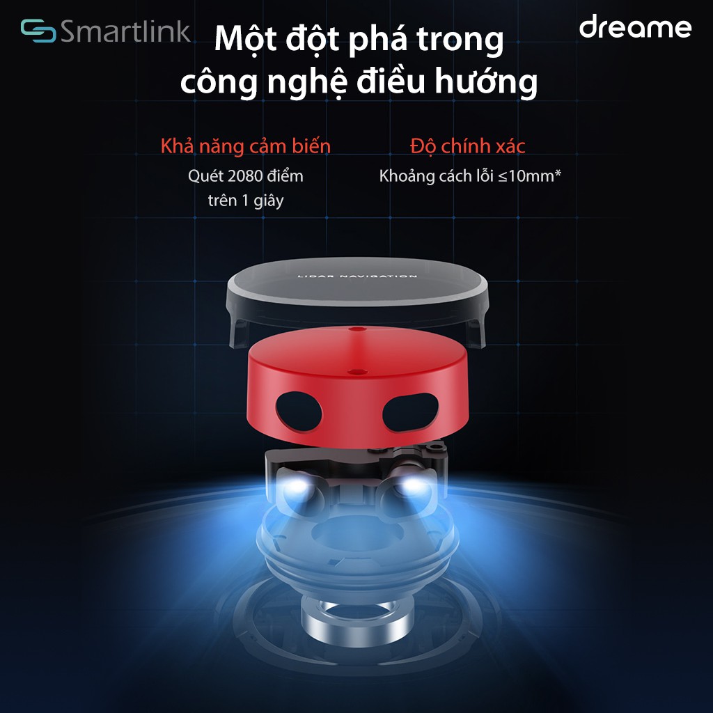 Robot hút bụi, lau sàn thông minh Dreame D9 - Lực Hút 3000 PA - Bản quốc tế chính hãng