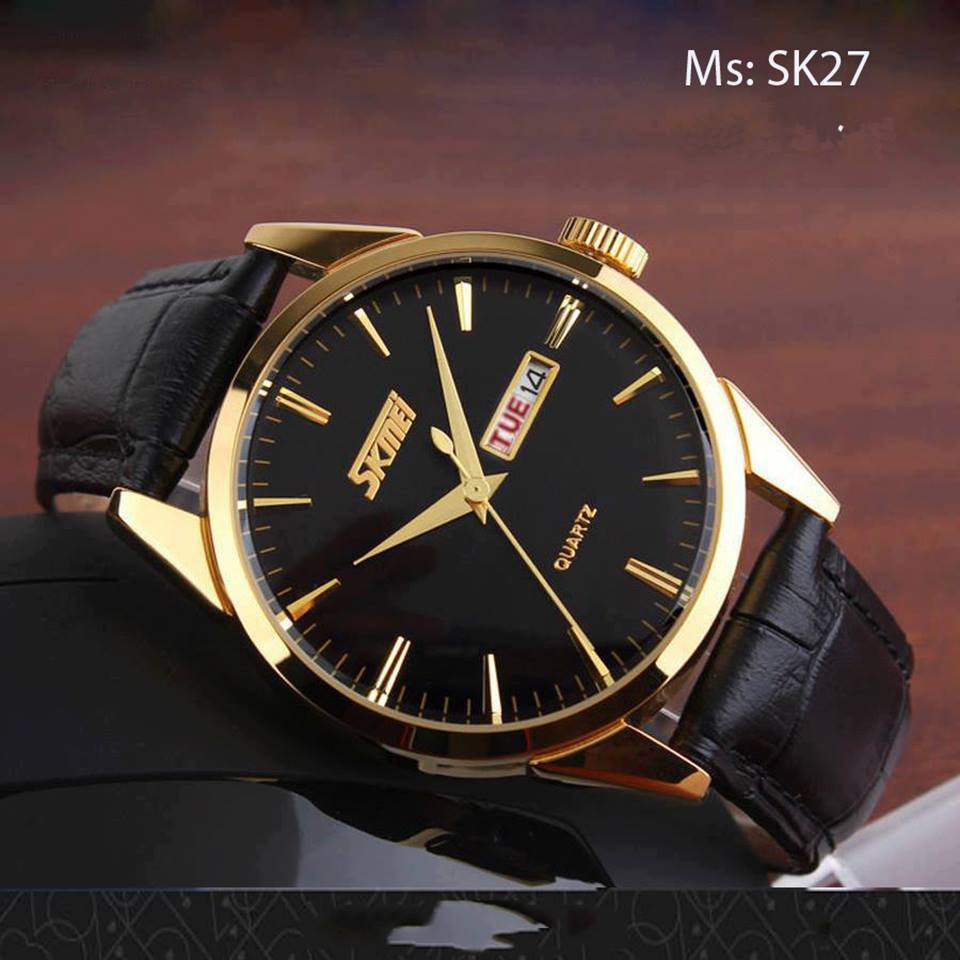 Freeship 99k TQ_Đồng hồ Skmei dây da nam