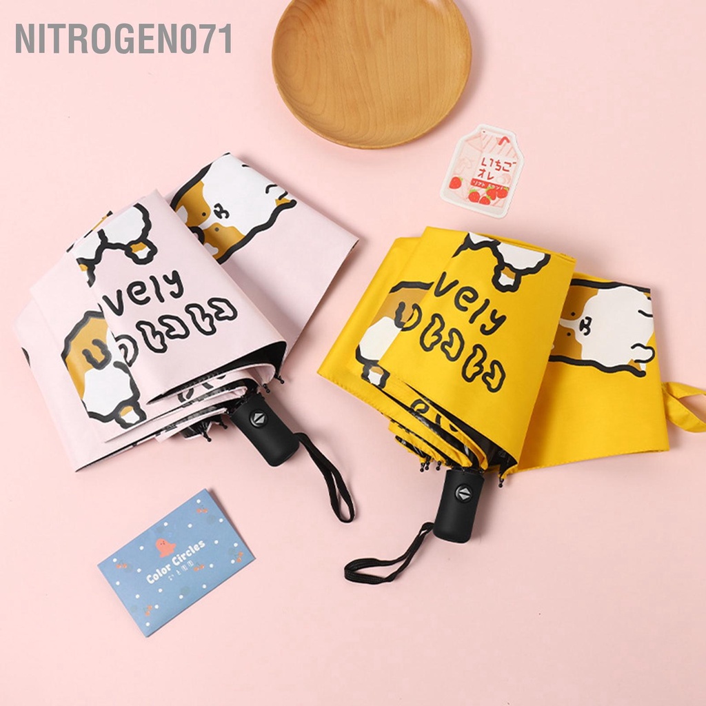 Nitrogen071 Ô chống tia cực tím Hoàn toàn tự động có thể gập lại Vinyl Di Gấu dễ thương Dù cho ngoài trời