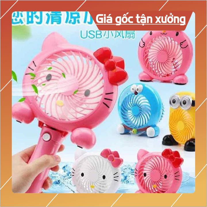 QUẠT GẬP CẦM TAY HELLO KITTY ĐÁNG YÊU, XINH XẮN CÓ CHÂN ĐẾ, CÓ SẠC, CÓ ĐÈN LED