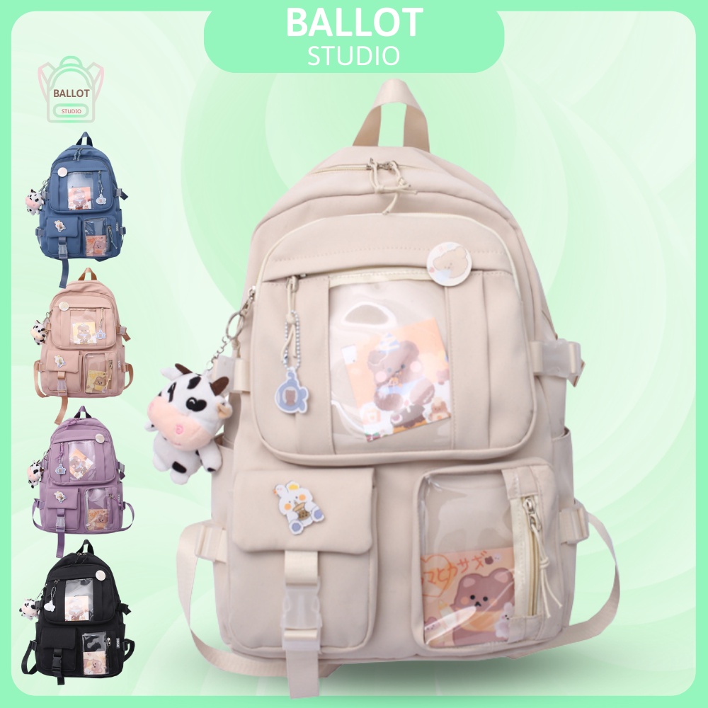 (BL07) Balo ulzzang - cặp đi học nữ cặp sách phù hợp học sinh , sinh viên tặng 2 stick