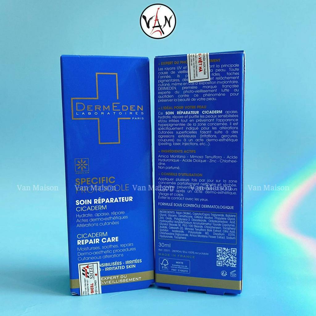Kem dưỡng ẩm phục hồi da dermeden repair care trước và sau khi can thiệp thẩm mỹ 30ml