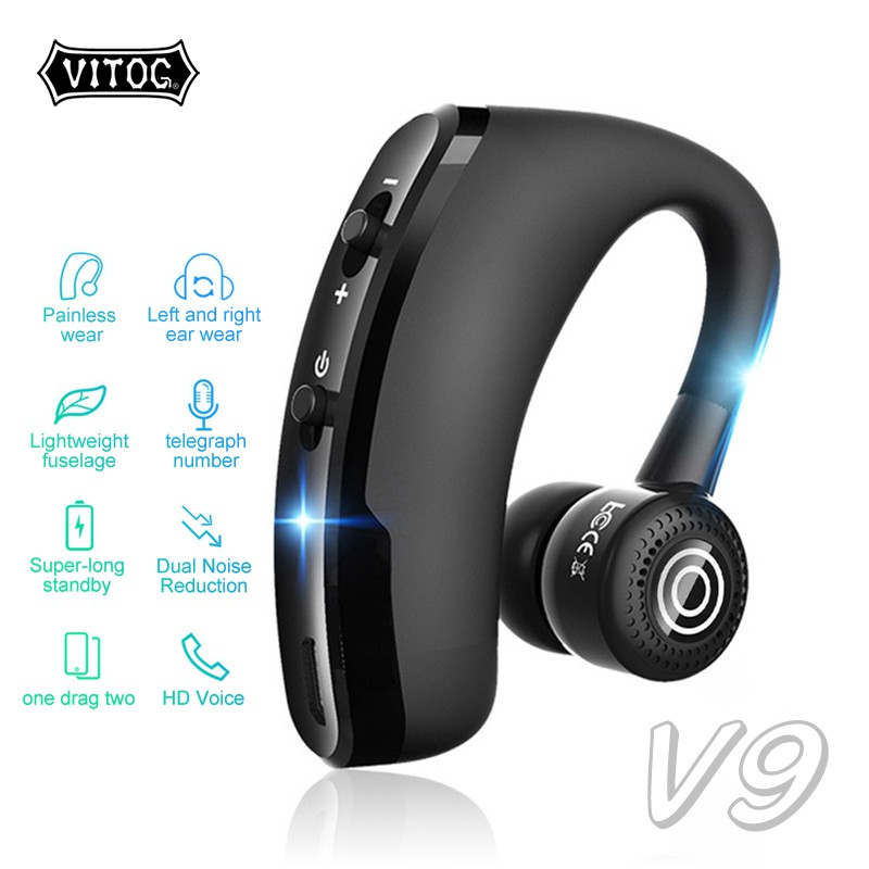 Tai nghe Vitog Bluetooth V9 cao cấp màu đen sang trọng | BigBuy360 - bigbuy360.vn