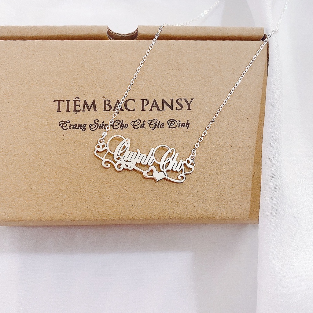 Dây chuyền bạc nữ PANSY khắc tên theo yêu cầu, vòng cổ khắc chữ bằng bạc ta cao cấp