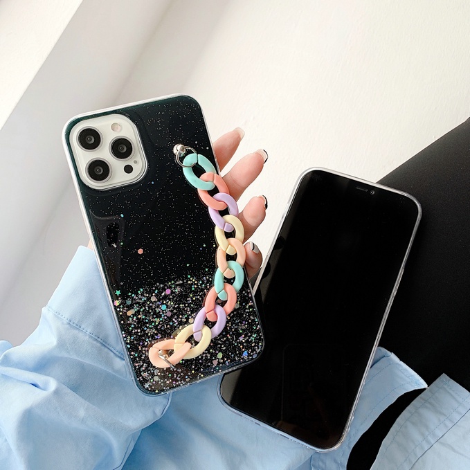 Fashion Casing Sansung J5 J7 2016 J2 2018 J7 Pro Prime J4 J6 J8 Macaron Chain Cover Transparent Drop-resistant Phone Back Case