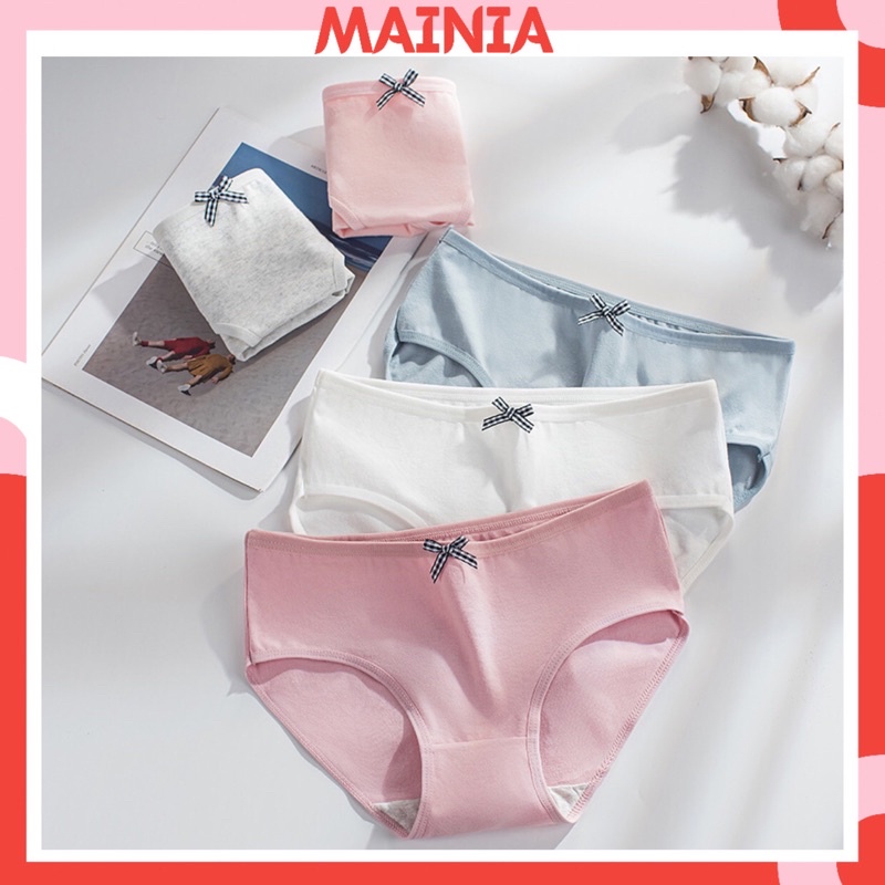 Quần Lót Nữ Cotton Màu Trơn Đính Nơ Freesize Co Giãn Thấm Hút Mainia Shop