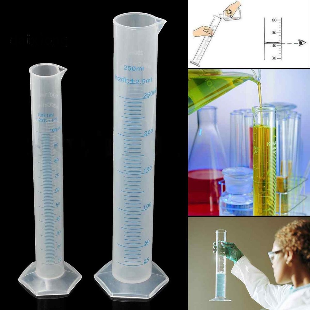daixiong 100/250ml Plastic Measuring Graduated Cylinder Liquid Lab Test Experiment Cup