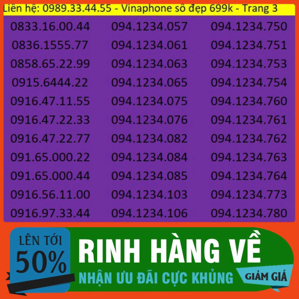 SIÊU PHẨM Sim số đẹp vina  HOT