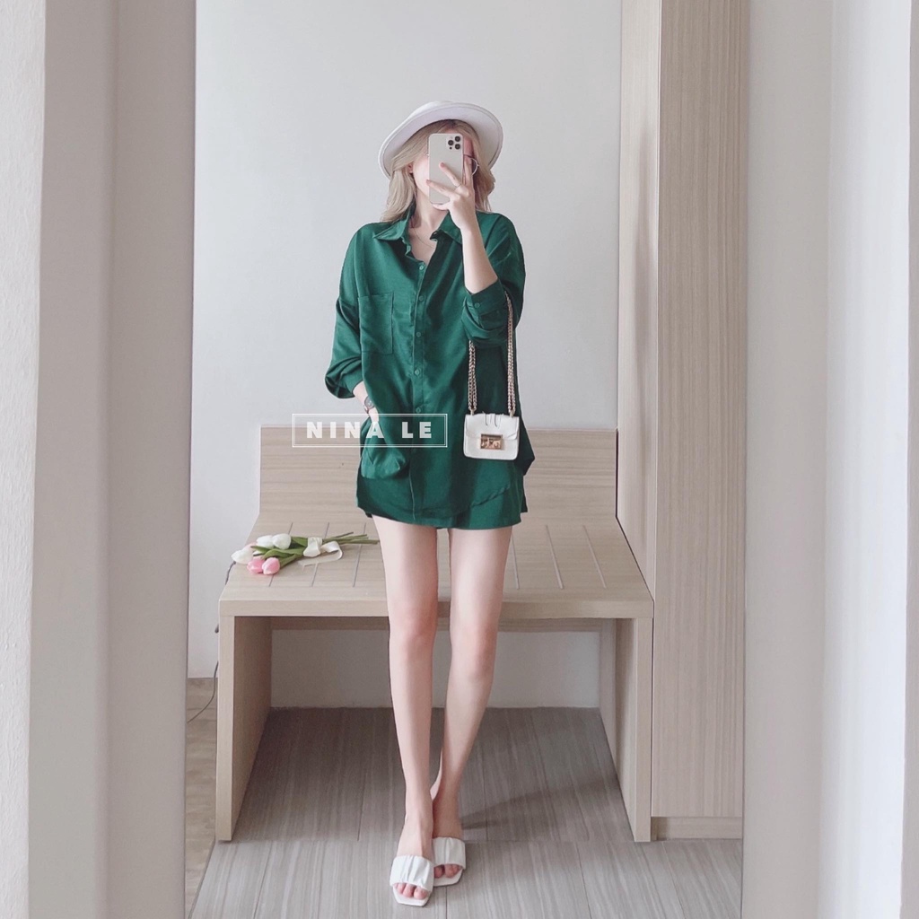 Sét bộ nữ áo sơ mi dài tay phối quần đùi đa màu sắc  thích hợp cho nàng đi chơi, đi biển