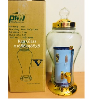 Bình sâm, bình thủy tinh 5 Lít vòi - ko vòi [hàng có sẵn]