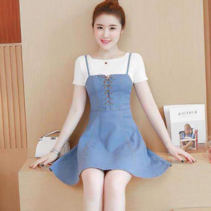 Set áo thun + váy bò dễ thường