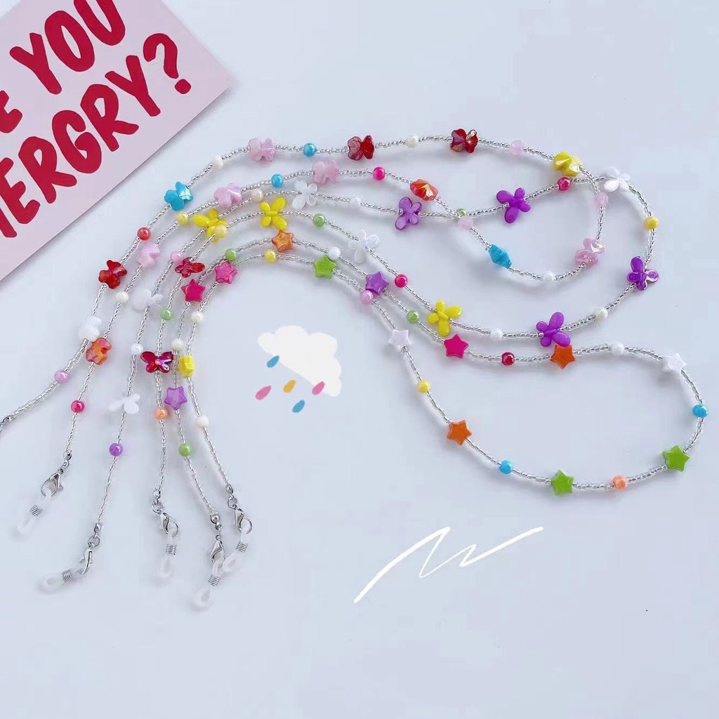 Dây Đeo Mắt Kính Đính Hạt Ngôi Sao Màu Kẹo Phong Cách Hàn Quốc Mới