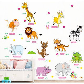 Decal Dán Tường Động Vật Tên Tiếng Anh Cho Bé KT 60x90cm DT004