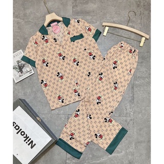 Bộ pijama cộc dài nữ chất liệu lụa mango mềm, mịn, mát