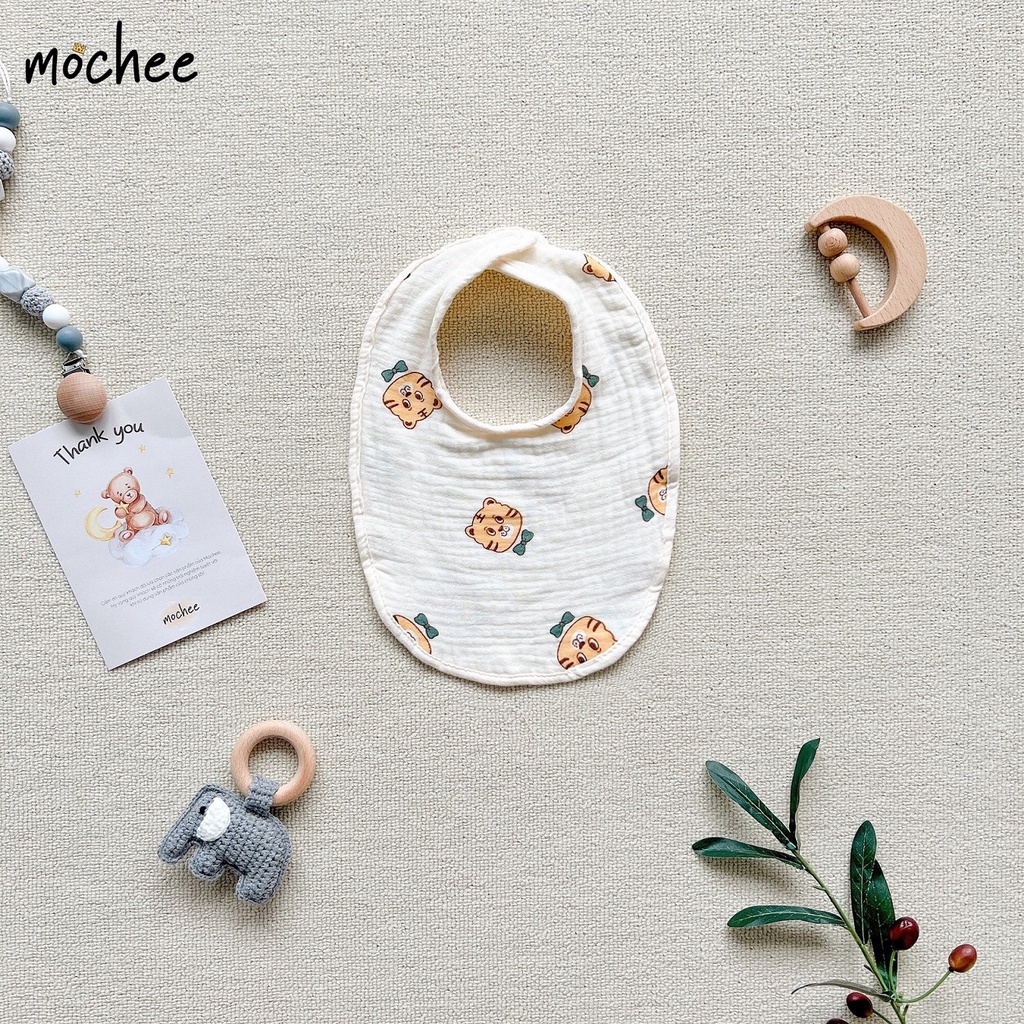 Yếm vải xô muslin cao cấp cho bé Mochee/Ancheeyếm ăn dặm mềm mại, an toàn cho bé