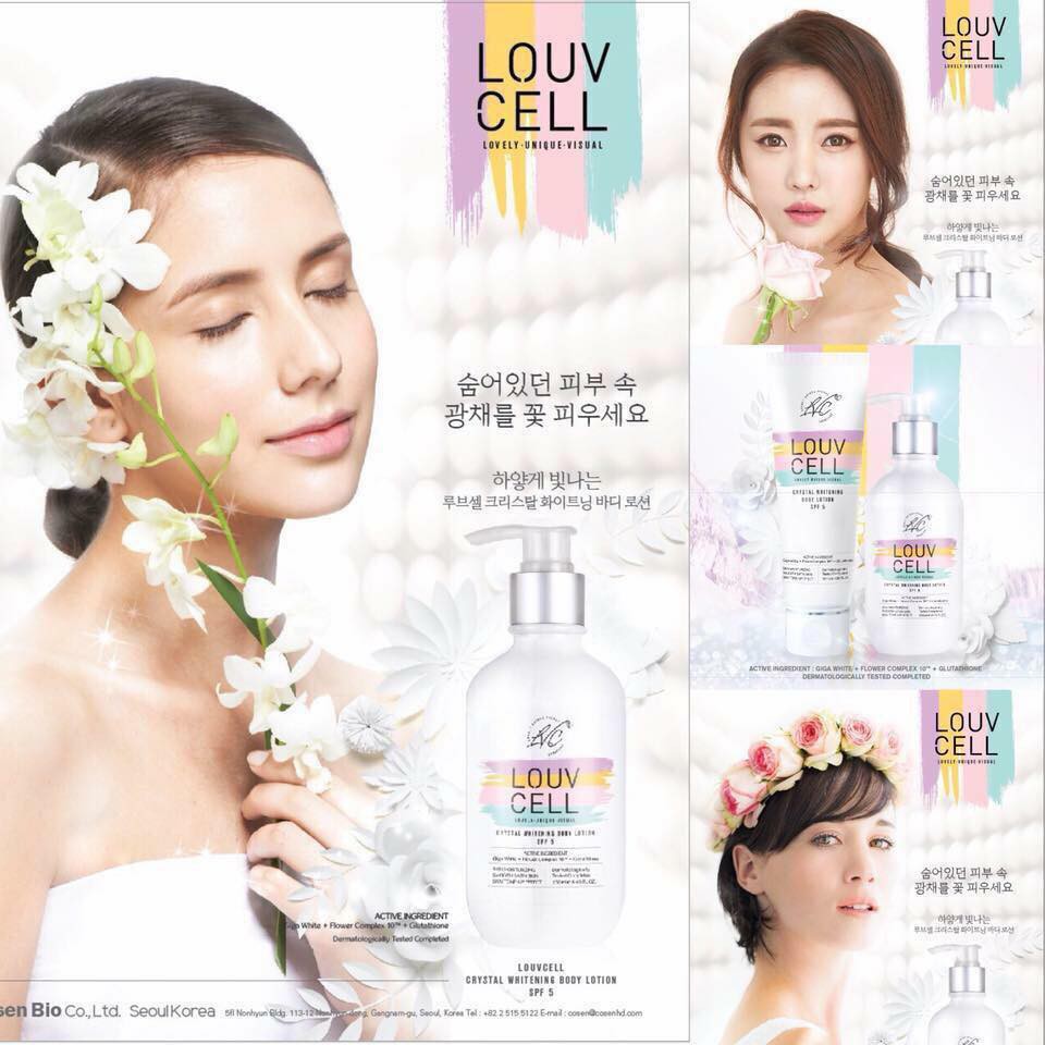 Sữa dưỡng thể trắng da Louv Cell Crystal Whitening Body Lotion SPF 5