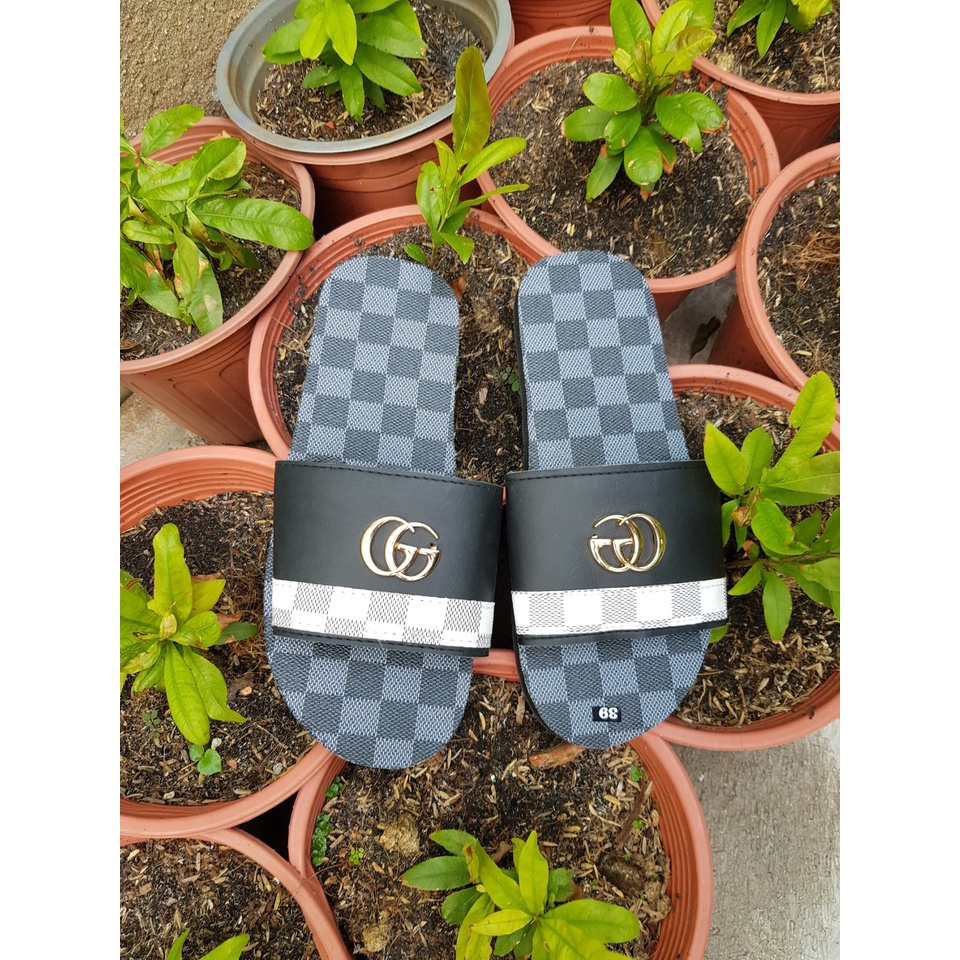 sandal đồng nai dép quai ngang nam và nữ ( đế ca rô xanh đen quai đen phối màu ) size từ 35 nữ đến size 45 nam