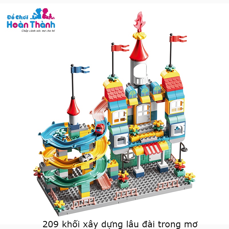 Bộ đồ chơi khối xây dựng, lắp ghép hình lâu đài trong mơ cho bé có kèm tấm đáy