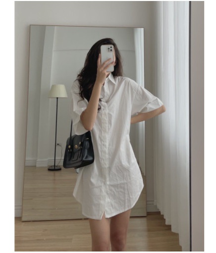 Váy Sơ Mi, Đầm Sơ Mi Vải Thô Form Rộng Kiểu Dáng ulzzang Trẻ Trung