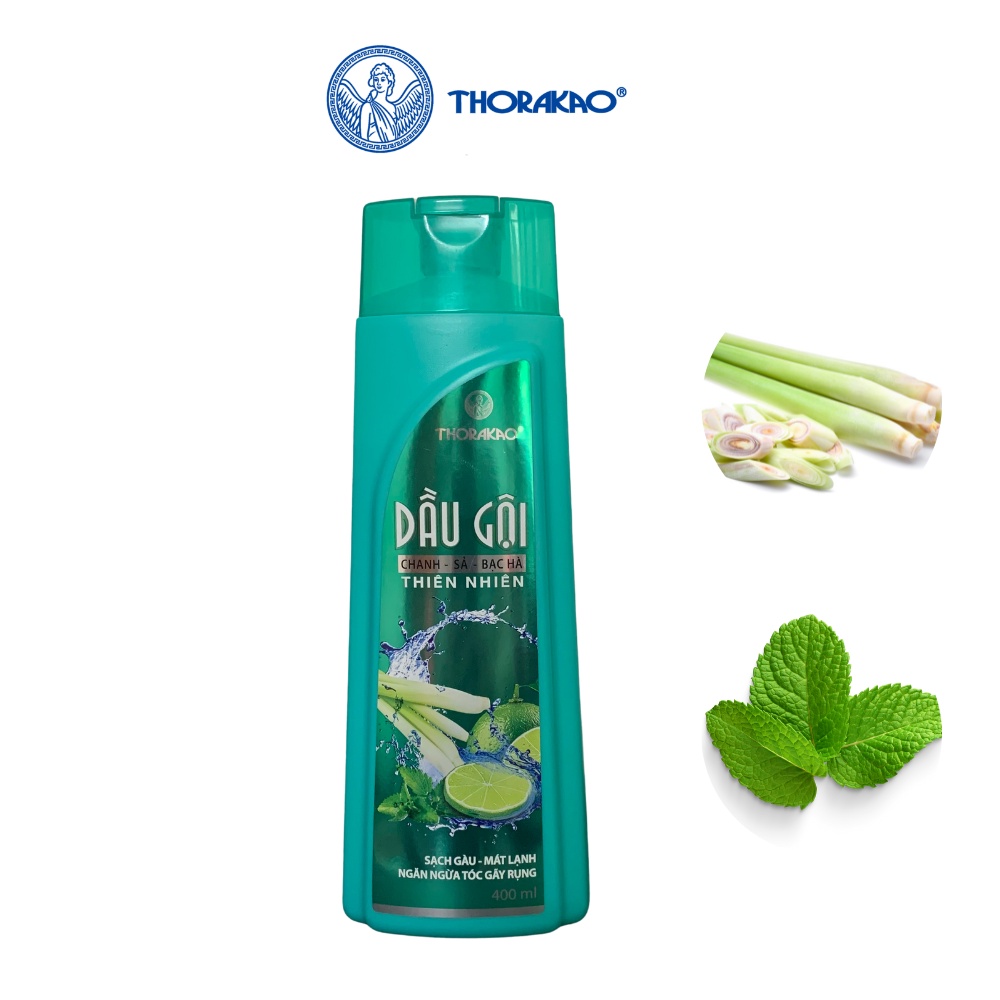 Dầu gội chanh sả bạc hà Thorakao 400ml giúp da đầu thông thoáng, ngăn ngừa gàu