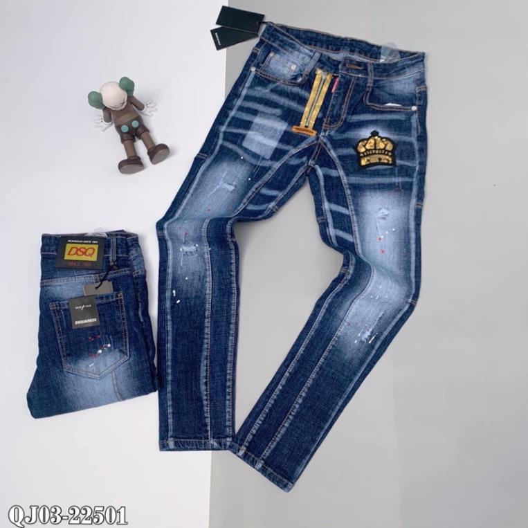Quần Biker Dsquared2 khoá vàng lệch thêu logo vương miện cực đẹp 2021 - Quần bò ống côn Đẹp