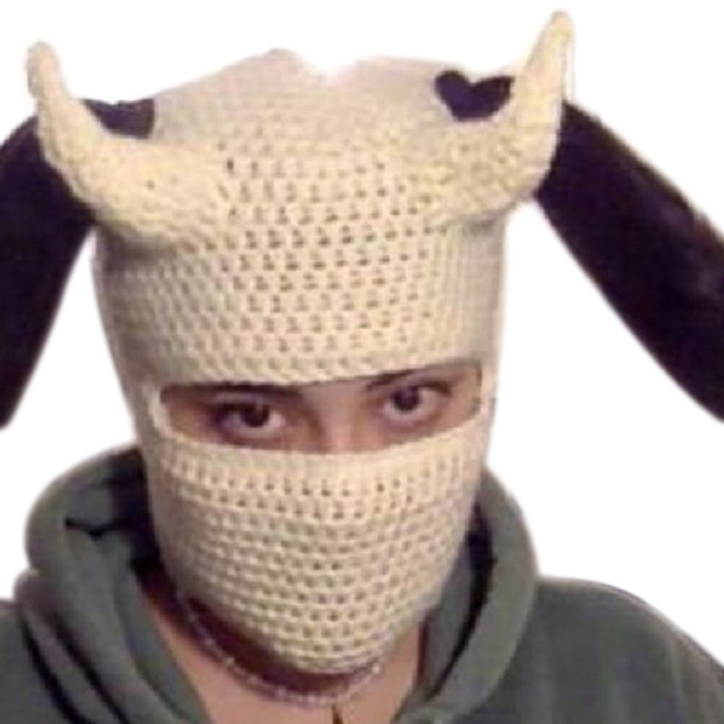 Mũ Len Trùm Đầu Giữ Ấm Bảo Vệ Toàn Diện Thiết Kế Sừng Balaclava Cho Dịp Halloween / Giáng Sinh