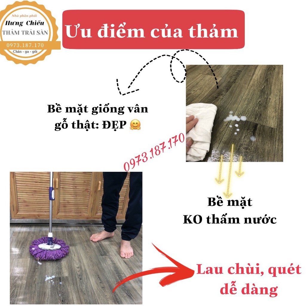 Thảm nhựa trải sàn vân gỗ I Thảm nhựa PVC I Thảm nhựa trang trí nhà cửa