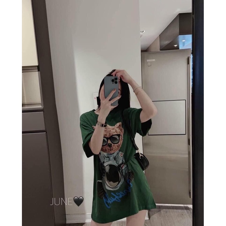 ẢNH TỰ CHỤP. SÉT BỘ THUN NGỐ GẤU ĐEO KÍNH MÀU XANH HÓT TREND. Chất cotton mềm mịn 40-60kf