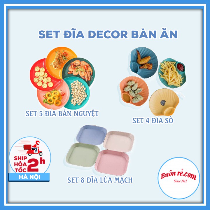 Bộ 3 set Đĩa trang trí bàn ăn xinh xắn - set Đĩa decor phong cách hiện đại