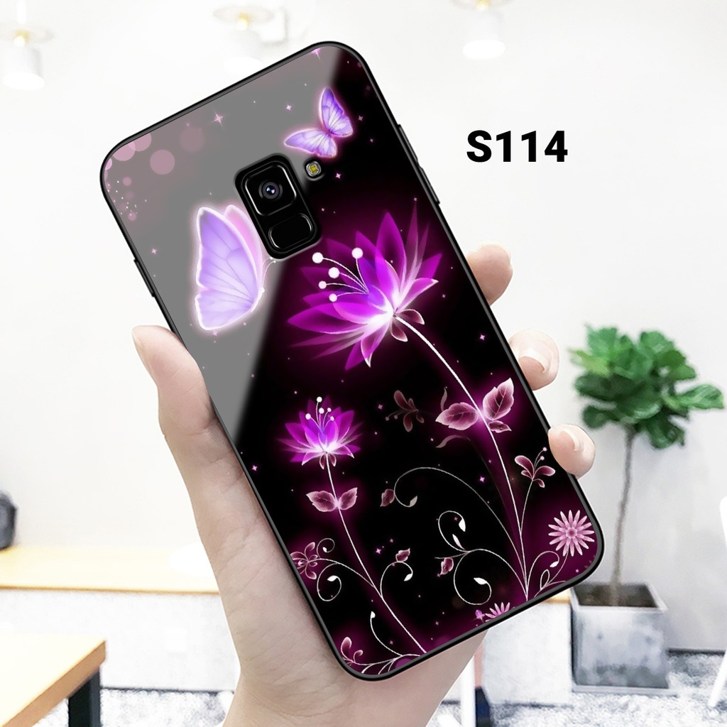 [SIÊU HOT] Ốp lưng kính cường lực Samsung A6/ A6 Plus/ A8/ A8 Plus in hình họa tiết hoa sang trọng