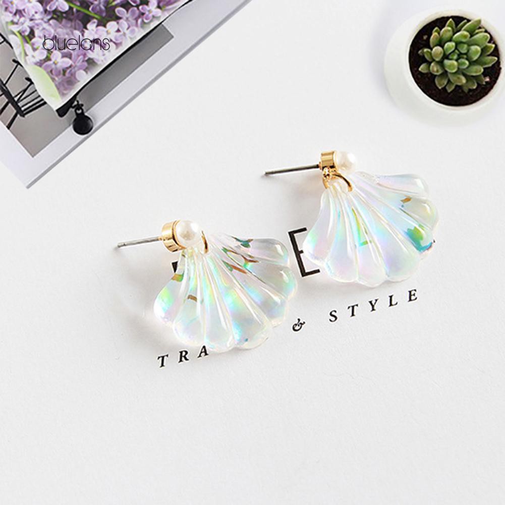 Khuyên Tai Hình Vỏ Sò Đính Ngọc Trai Giả Thời Trang Cho Nữ
