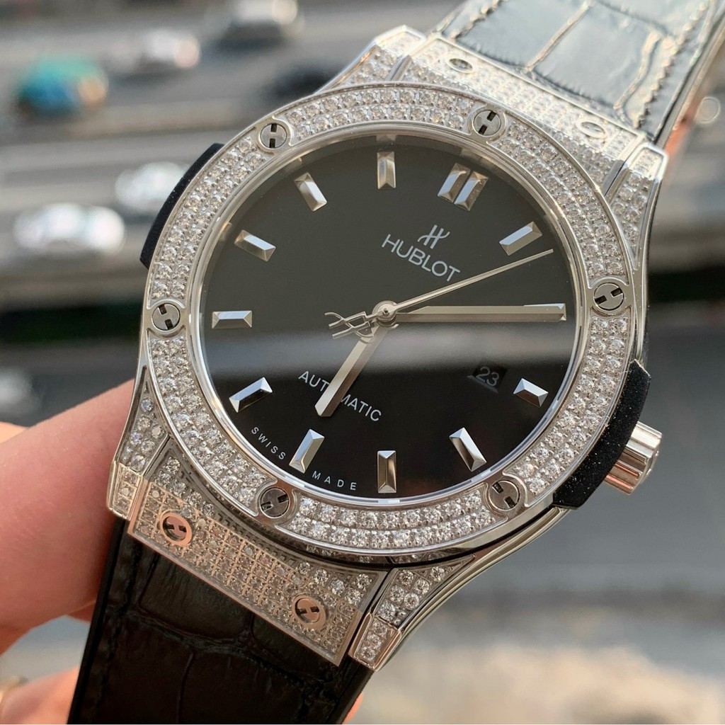 Đồng Hồ Nam HBL Viền Full Đá, Máy Cơ Automatic Nhật, Size 42mm, Chống Nước 5ATM [Bảo Hành 18 Tháng - 1 Đổi 1 15 Ngày]