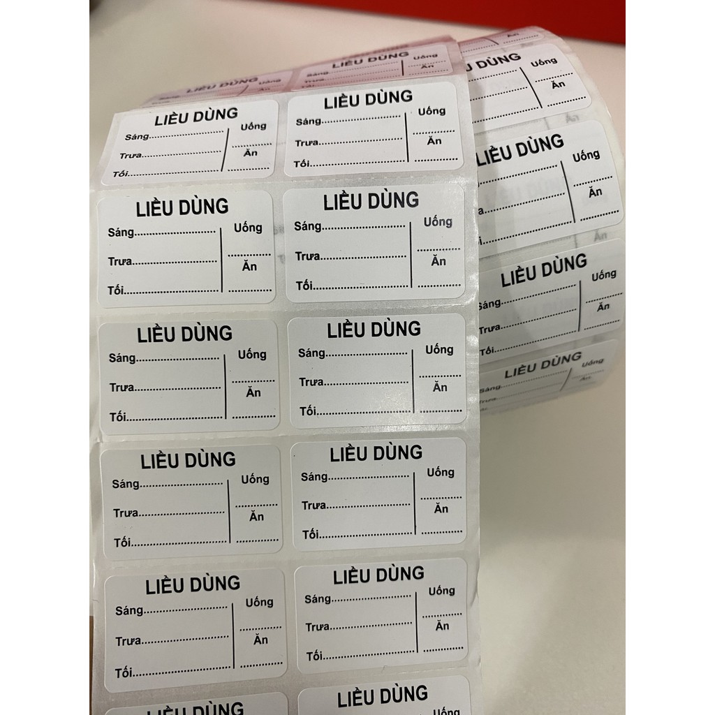 2000 Tem chia liều thuốc - Tem dán liều dùng  mực in chuẩn net, không bay màu.