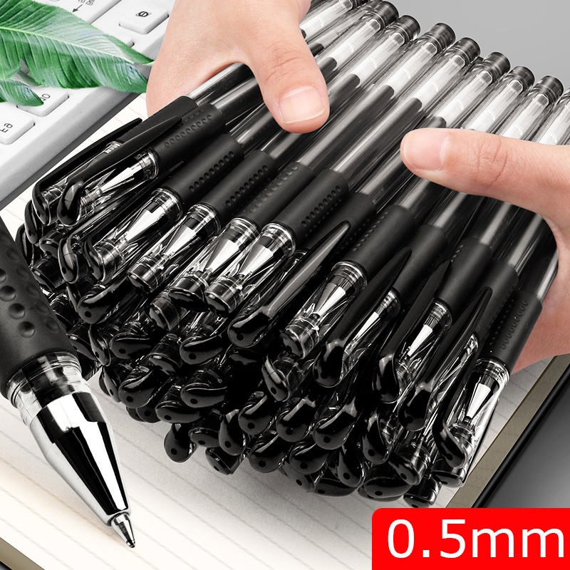 Bút Bi Mực Gel Ngòi 0.5mm Mực Đen Đỏ/Xanh Dương/Đỏ Thiết Kế Đầu Đạn Bằng Cao Su Chống Trượt Tiện Dụng Cho Học Sinh/Văn Phòng