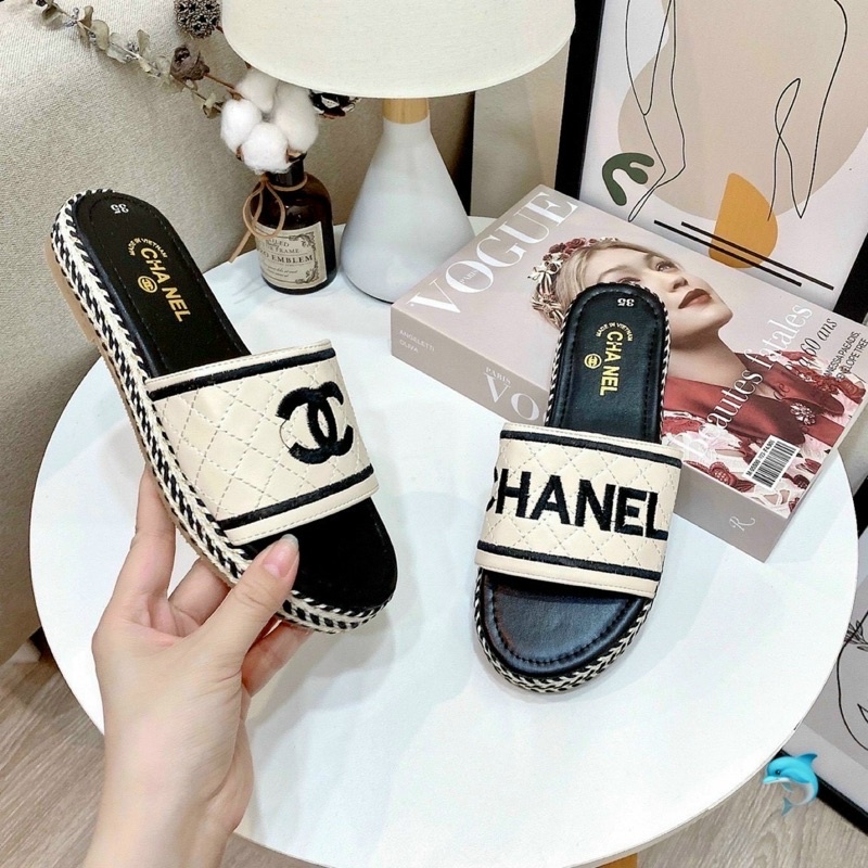 HÀNG CÓ SẴN ! Dép lê đế cói Chanel