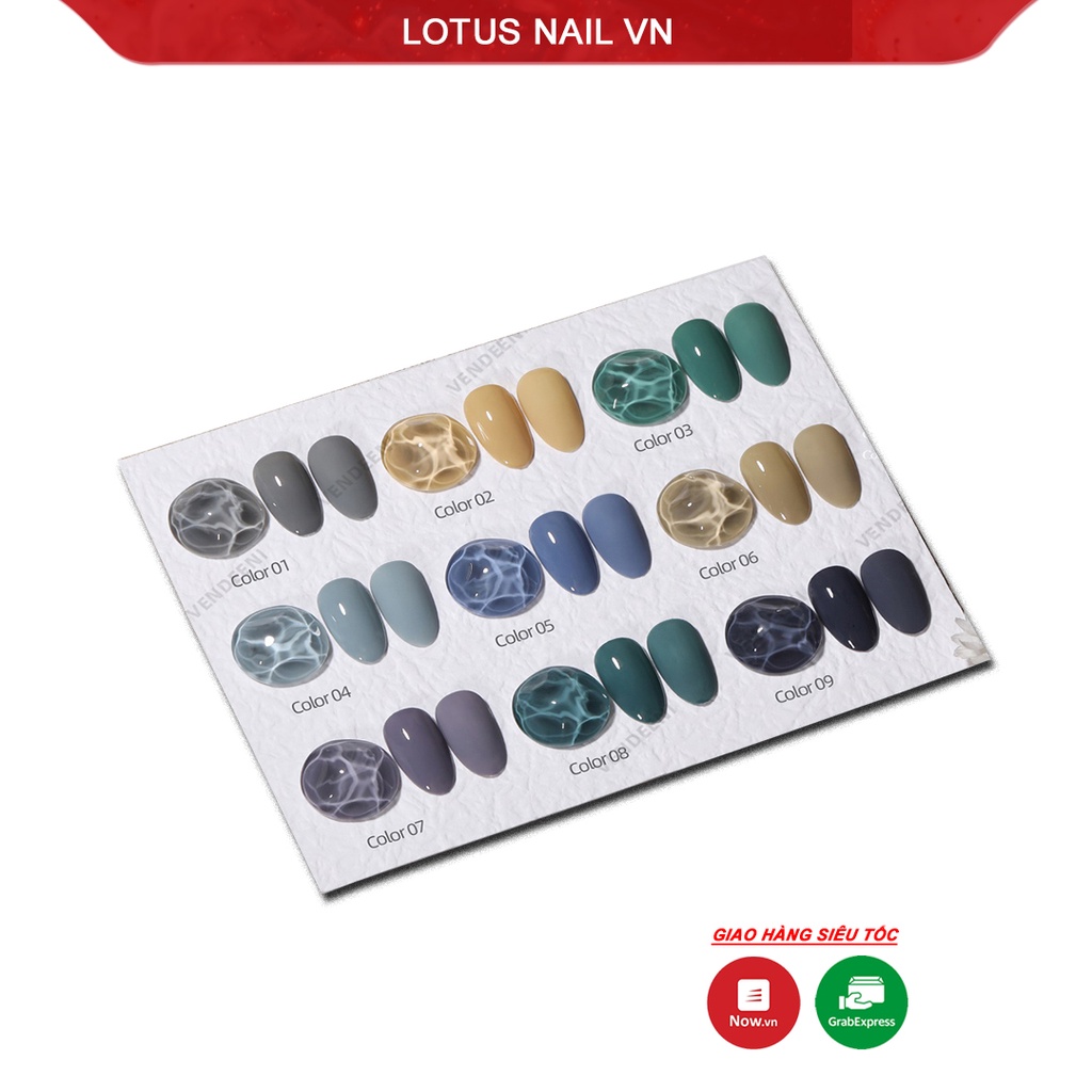 Set sơn gel 9 màu cao cấp Vendeeni mã A07 tặng kèm bảng màu