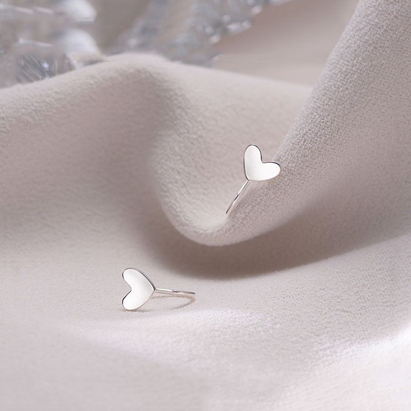 Bông Tai Mạ Bạc Dạng Móc Hình Trái Tim Ốc Vít Thời Trang Cho Nữ